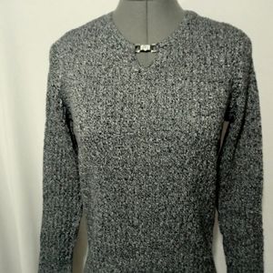 KAREN SCOTT for Macy's Knit Sweater Top M Gray Black dual blend Long sleeve